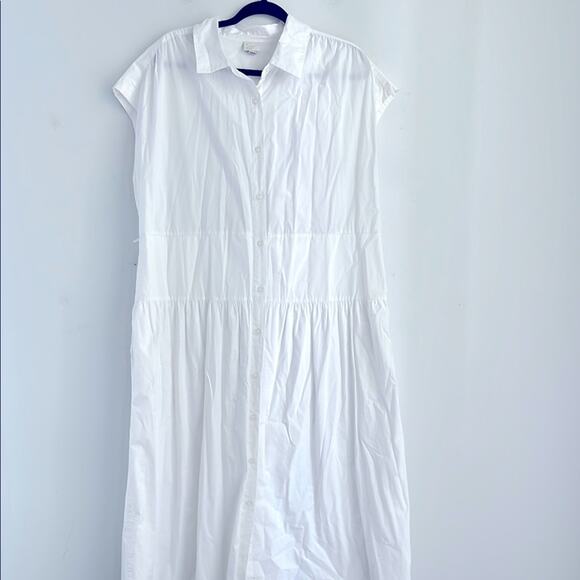 A.NEW.DAY cap sleeve button up maxi midi dress with pockets sz L - Picture 1 of 8